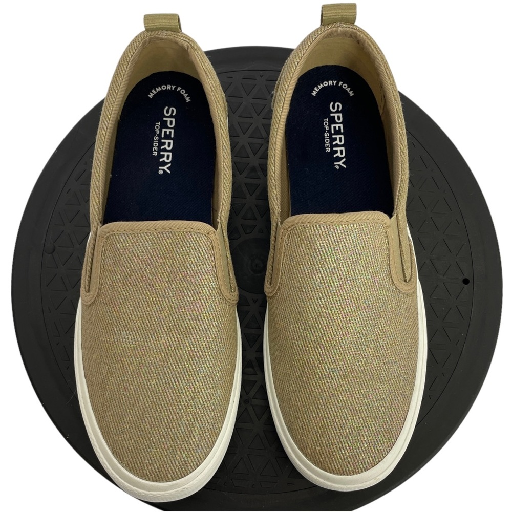 Sperry Slip-on Loafer Shimmery Color Khaki Size 8
